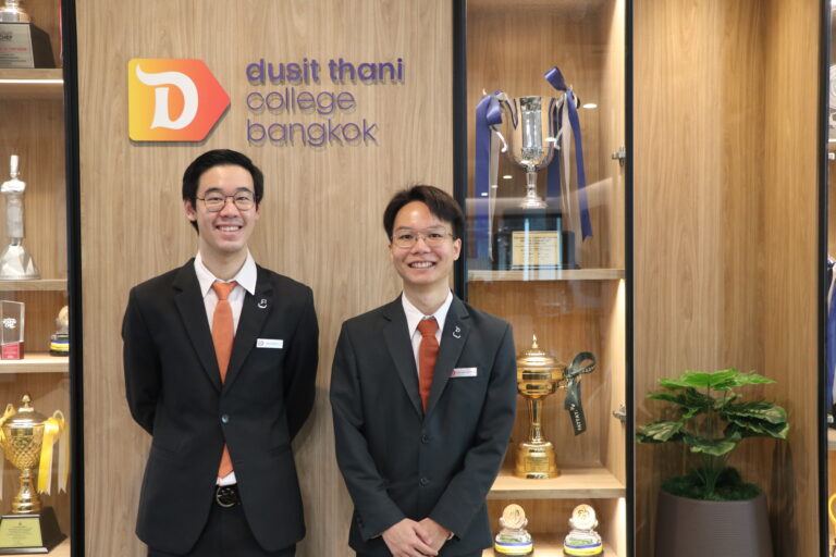 Two Dusit Thani College students express SDG ideas in an international academic forum 
